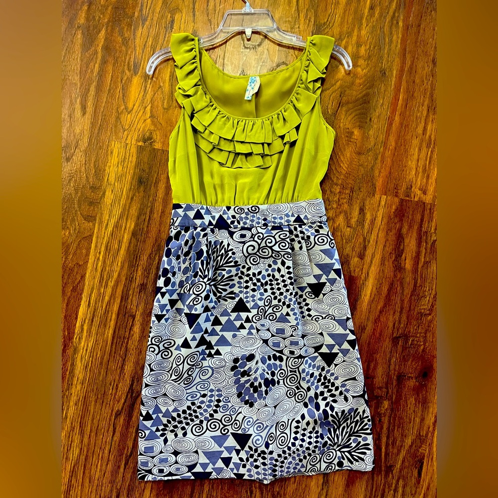 One piece Anthropology dress! Silk at top and cotton below! Very unique!